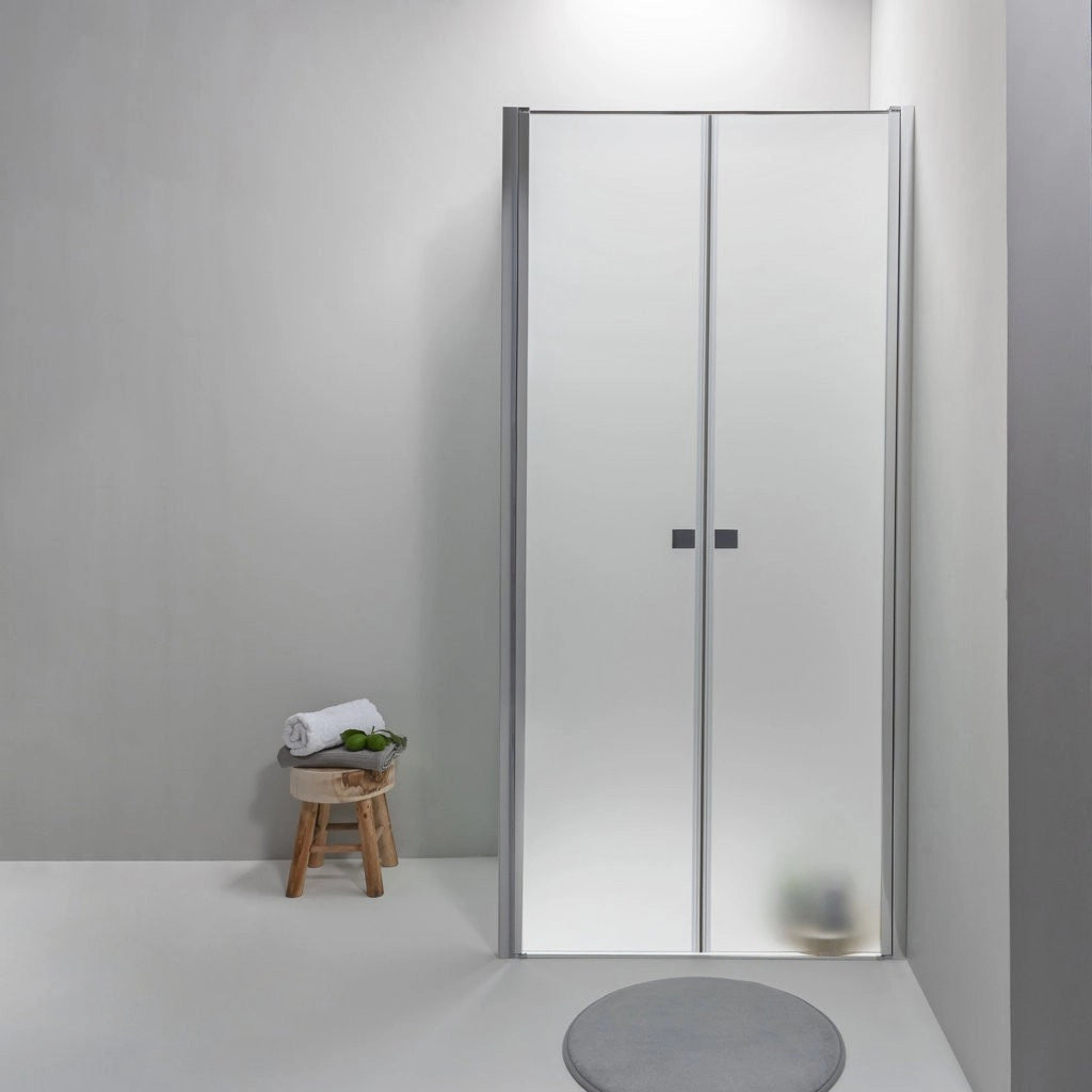 Box Doccia Angolare 80x80 Cm Apertura Saloon con Lato Fisso Opaco