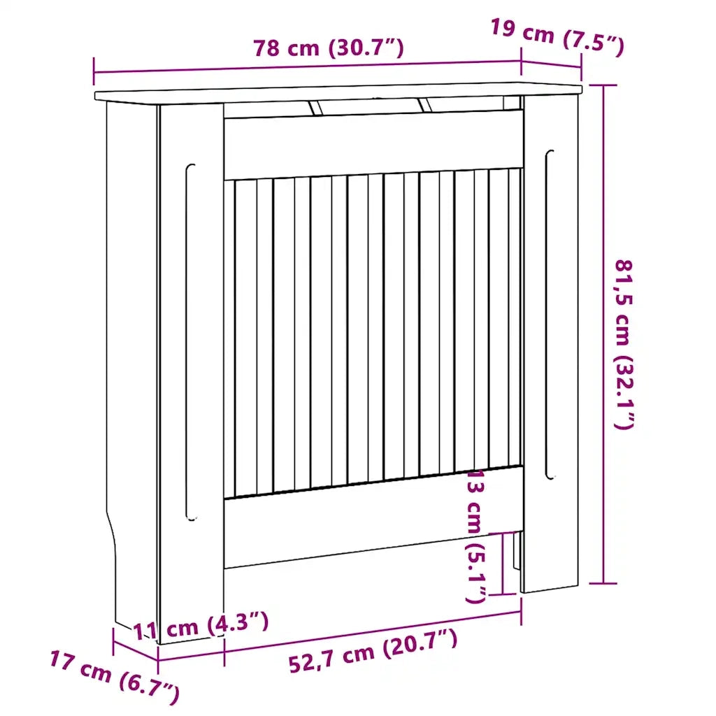 Copertura per radiatori Nero 78 x 19 x 81,5cm Legno multistrato 3403242
