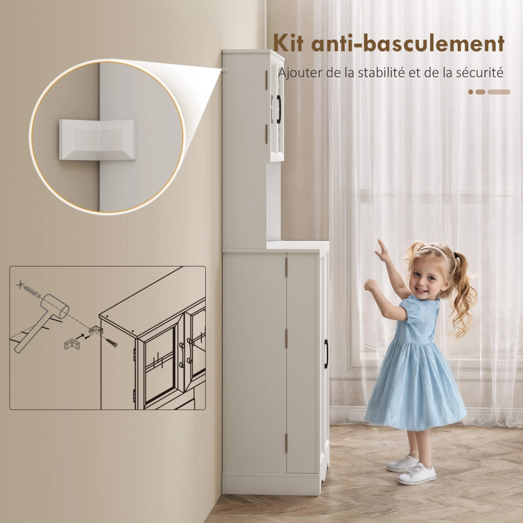 Mobile cucina alto 4 ante 8 ripiani portaspezie ¨C Xylo ¨C Bianco 60x39,5x179,6cm