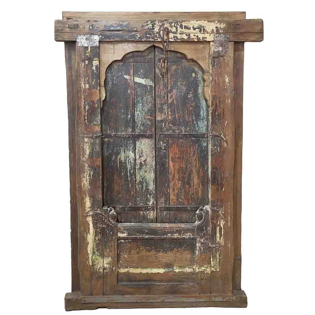 Finestra in legno marrone fatta a mano 103x12x166 cm