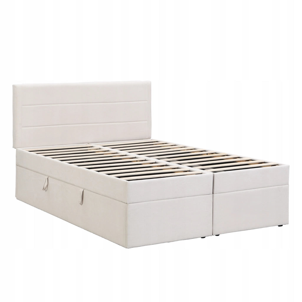 Letto imbottito - Xylo - 140x200 - Beige - Struttura in metallo