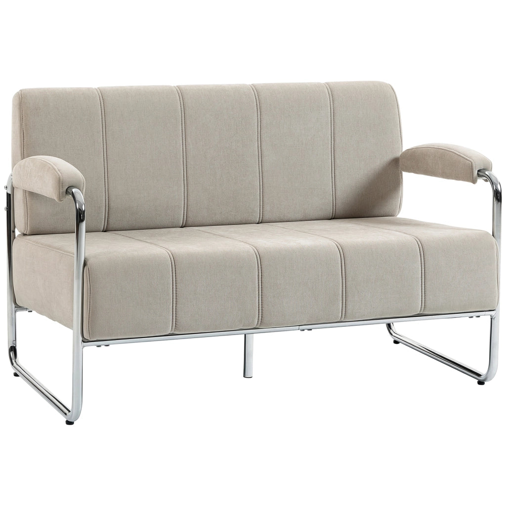 Divano 2 Posti Moderno Tessuto Beige ¨C Minimal ¨C 120x73x76 cm