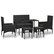 Set Mobili da Giardino 6 pz | Set Salotto da Giardino con Cuscini in Polyrattan Nero