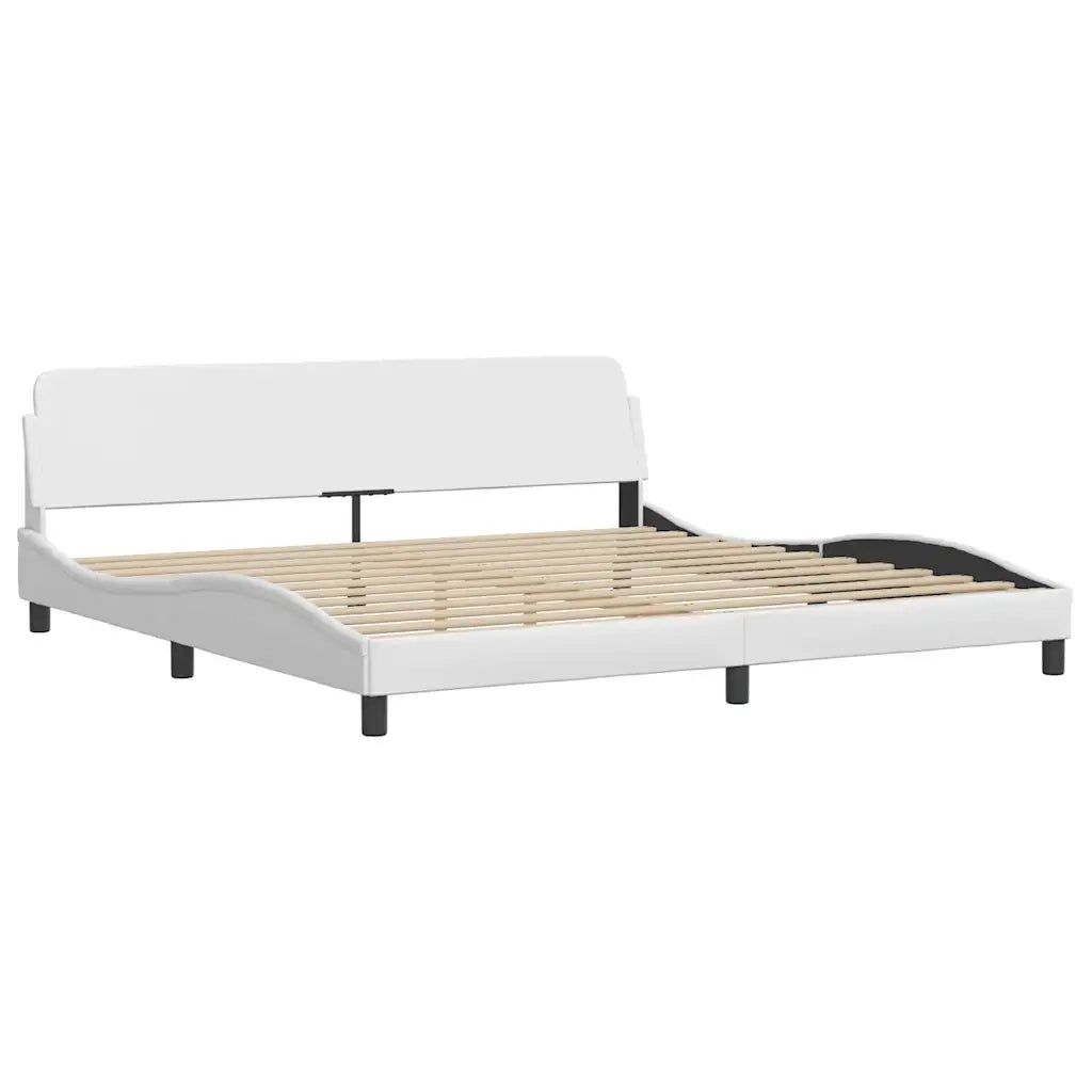 Letto matrimoniale | Letto per adulti | Giroletto Viana senza Materasso Bianco 200x200 cm in Similpelle