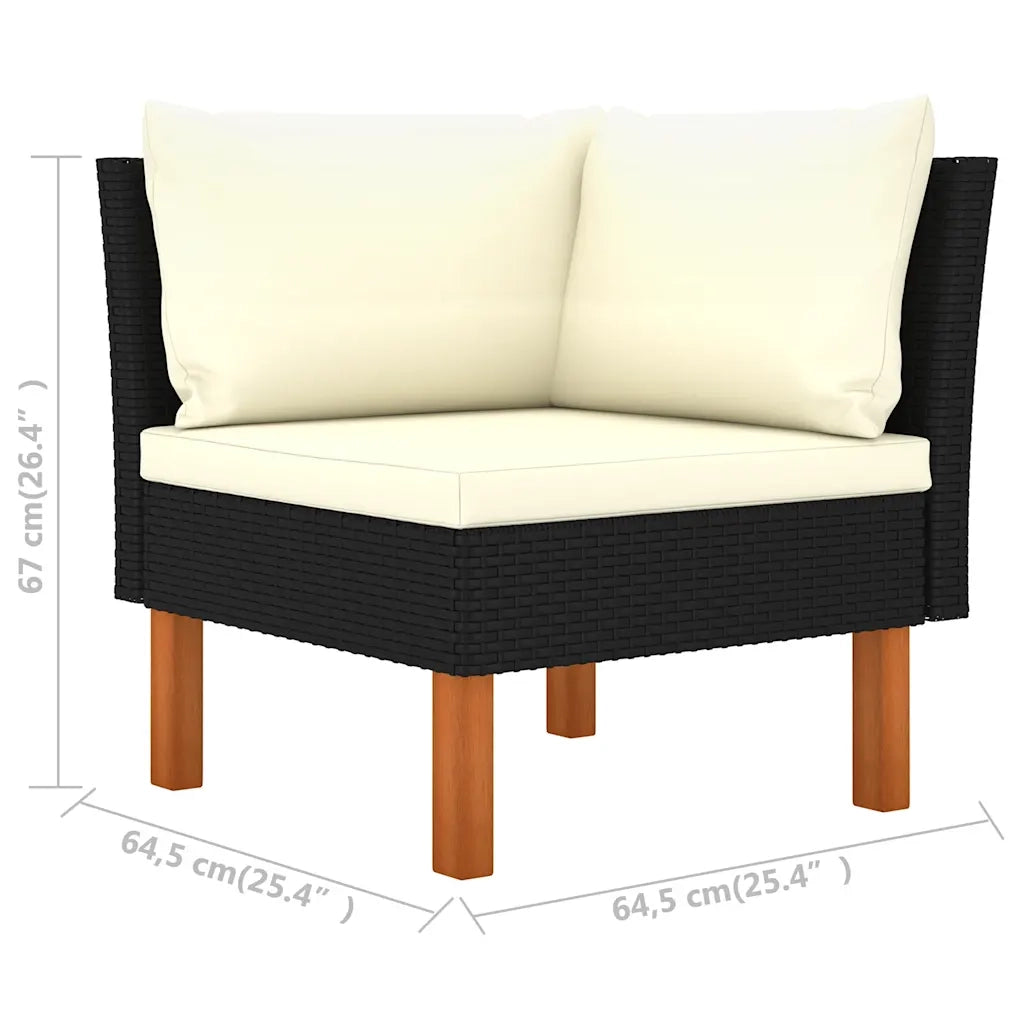 Poltrone Angolari 2 pz Polyrattan e Legno Massello di Eucalipto CFW6232098