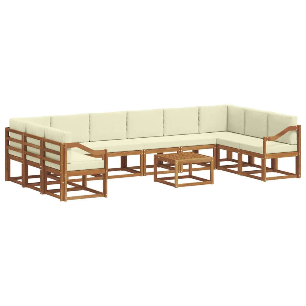 Set di divani da esterno con cuscino 11 pcs Naturale e Crema 3367103