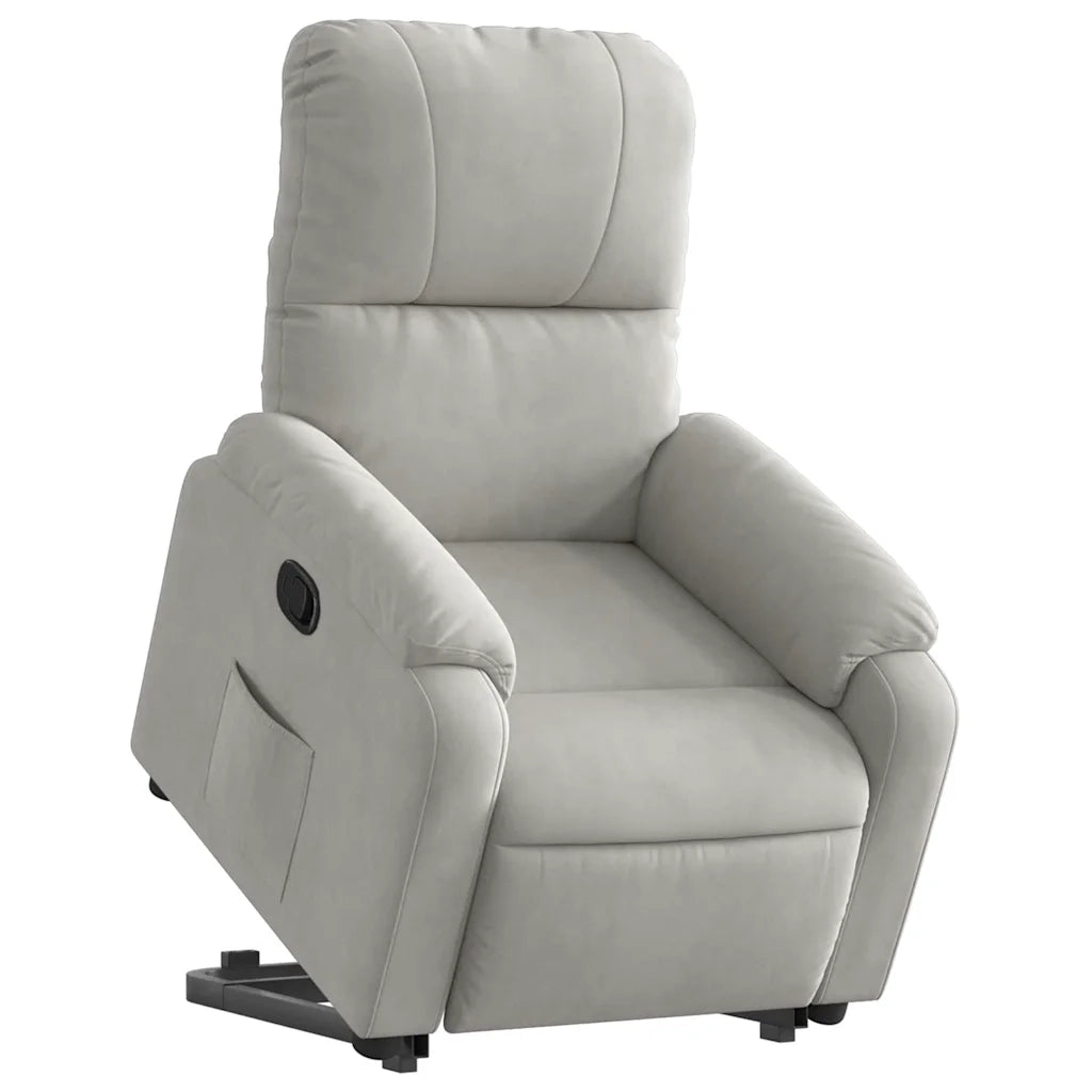 Poltrona | Sedia Relax Alzapersona Reclinabile Grigio Chiaro Microfibra