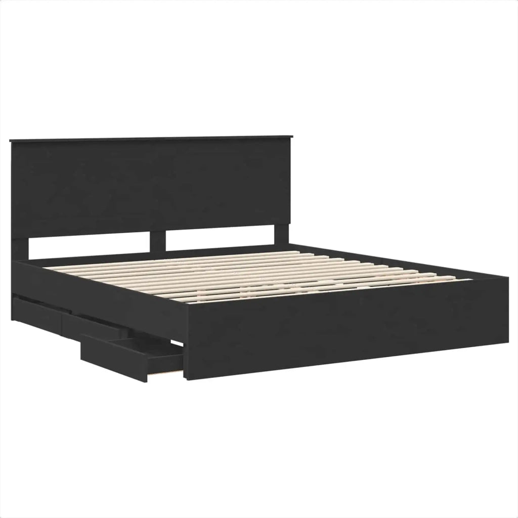 Letto matrimoniale | Letto per adulti | Struttura del letto Nero 180 x 200 cm Legno Ingegnerizzato
