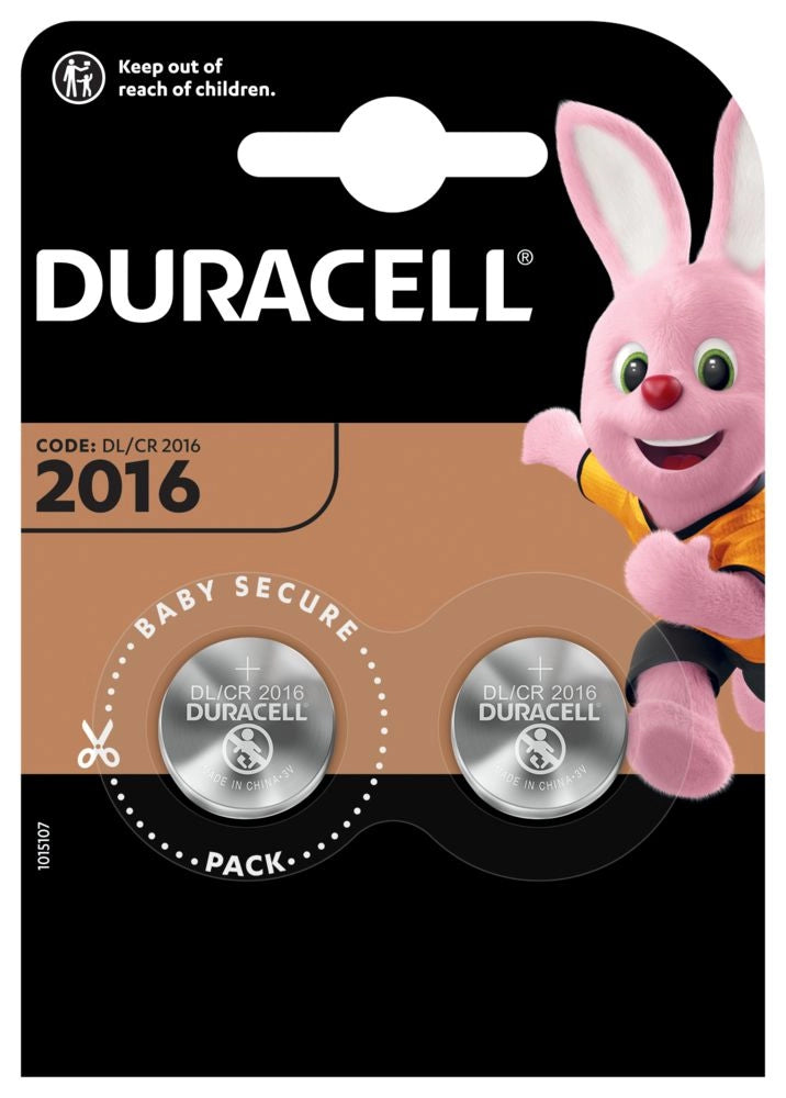 BATTERIA a BOTTONE al litio CR2016 DURACELL 3V 2 pezzi