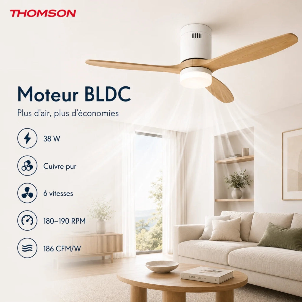 Ventilatore da soffitto con luce e telecomando incluso THOMSON NOUR