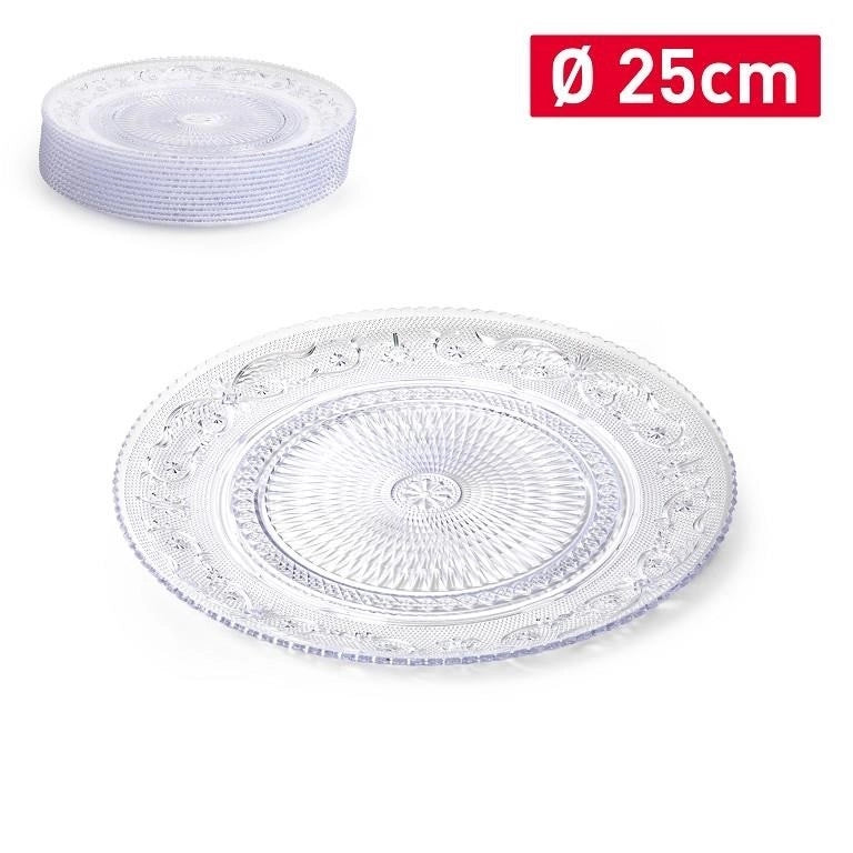 1 Piatto in Plastica Crystal Tondo Trasparente 25 cm