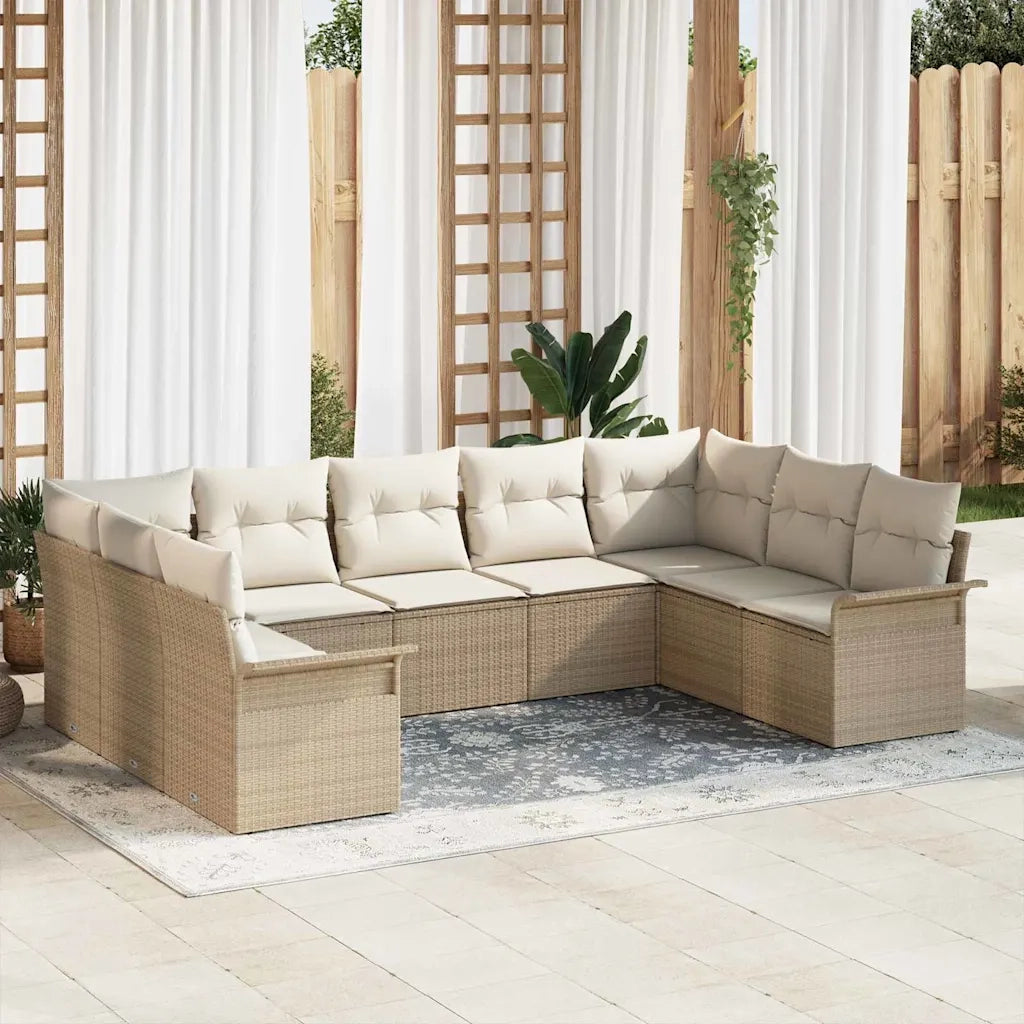 Set Divano da Giardino con cuscino Beige polyrattan