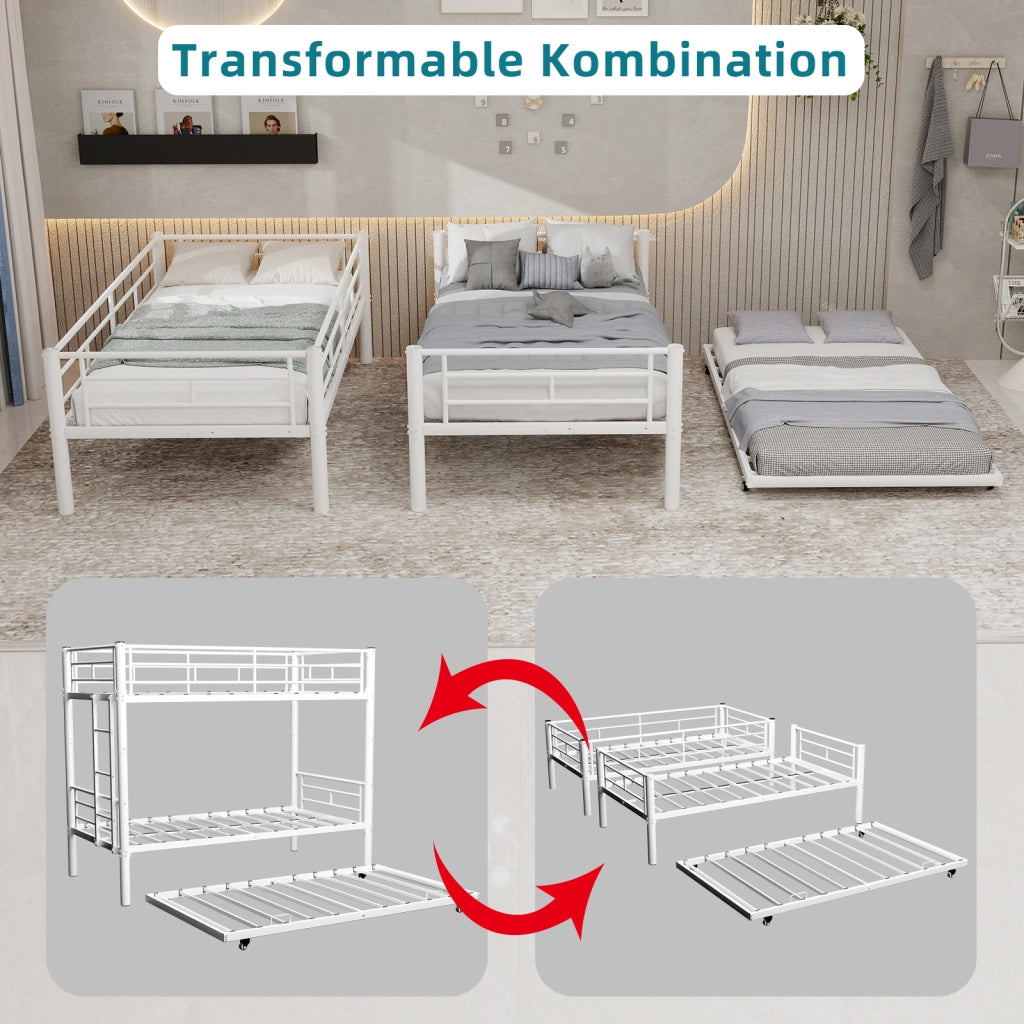 Letto a castello funzionale ferro bianco 97x196 cm
