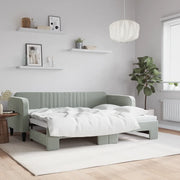 Divano Letto con Letto Estraibile Grigio Chiaro 80x200 Velluto 3197056