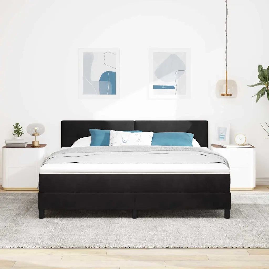 Letto a Sorgente LED con materasso Nero 180 x 200 cm Velluto