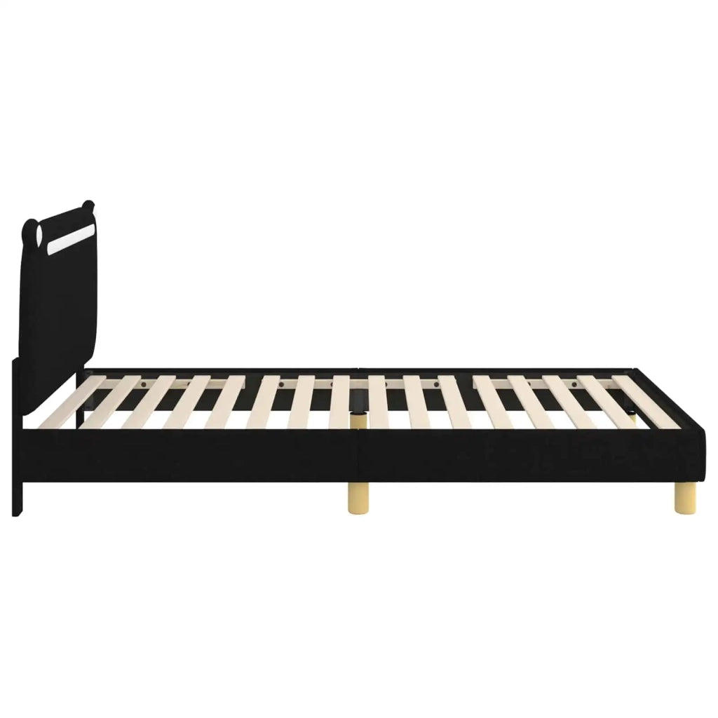 Struttura letto bambini con testata-Giroletto per bambini Nero 90 x 200 cm Tessuto 792370