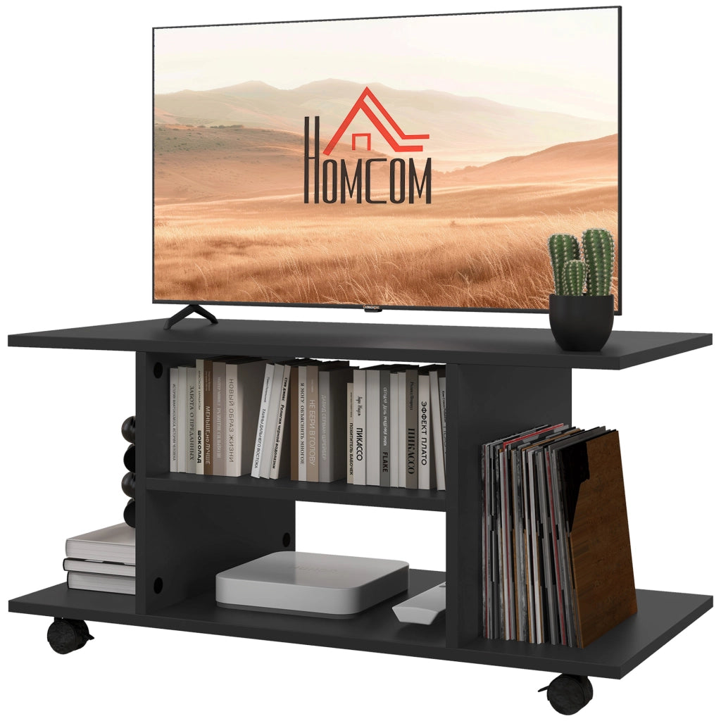 Mobile TV con Ruote e Ripiani ¨C Xylo ¨C Nero 80x40x40 cm