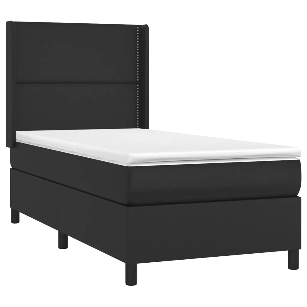 Giroletto a Molle con Materasso Nero 90x200 cm in Similpelle 3132417