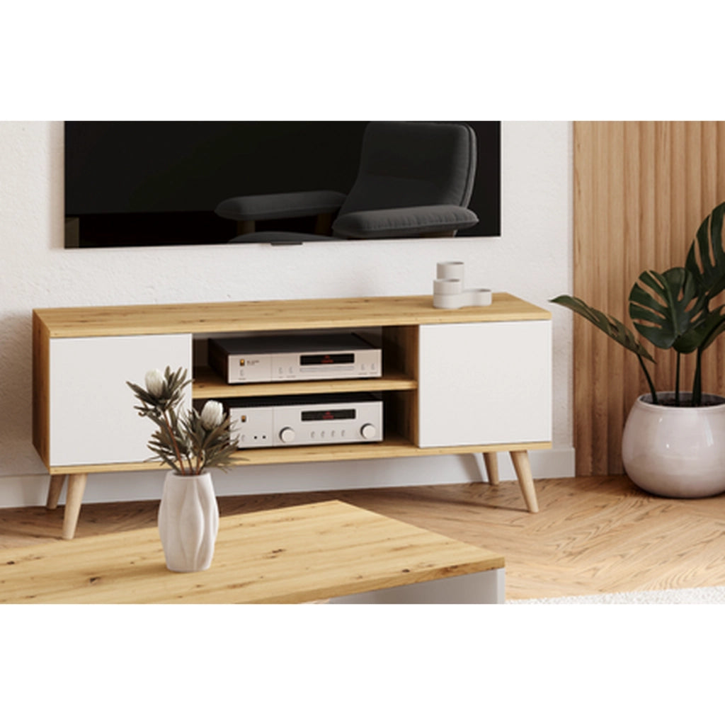 Mobile porta TV Focus 155 cm in rovere artisan e bianco