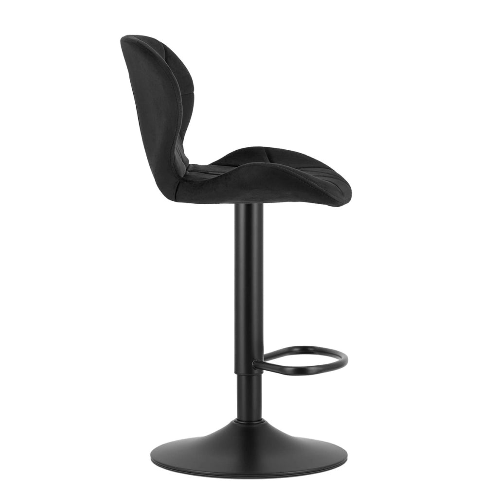 Set di 2 sgabelli bar West in velluto nero con base girevole
