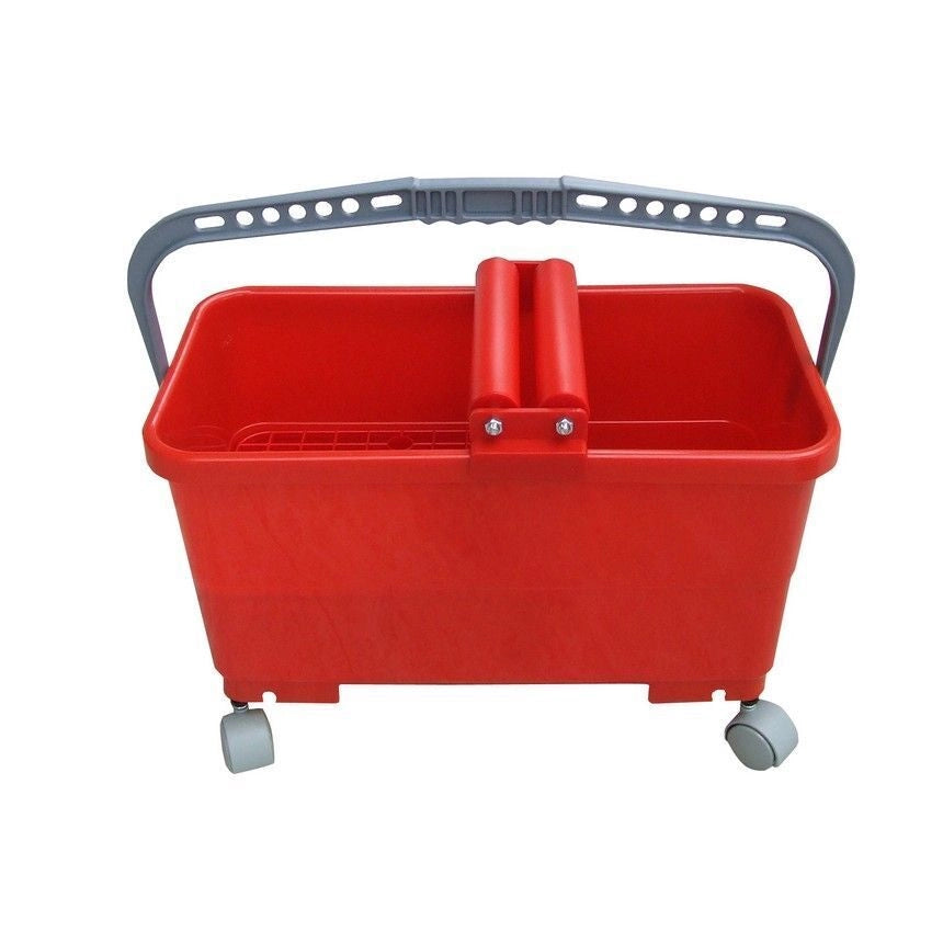 No Brand SERE23KIT01 Vaschette per Piastrellisti Kit Completo 23 Lt con Rullo Doppio 4 Ruote Griglia Manico Colore Rosso
