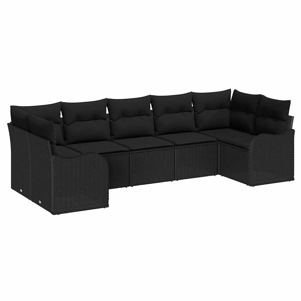 Set Divano da Giardino Nero polyrattan