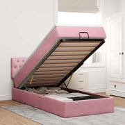 Struttura Letto Pouf con Materasso Rosa 100x200 cm Velluto 3312679