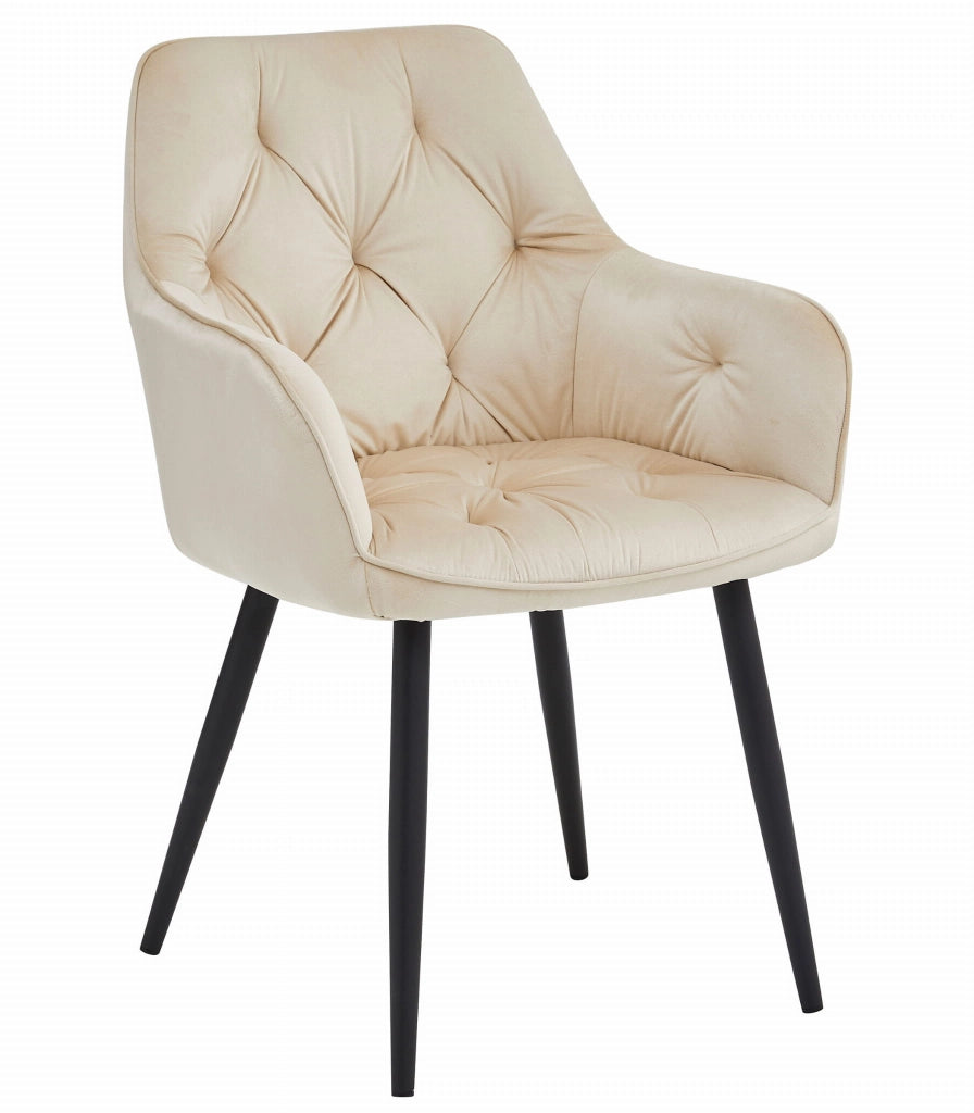 Sedia da pranzo Valora LUKK - Velluto beige con gambe nere x1