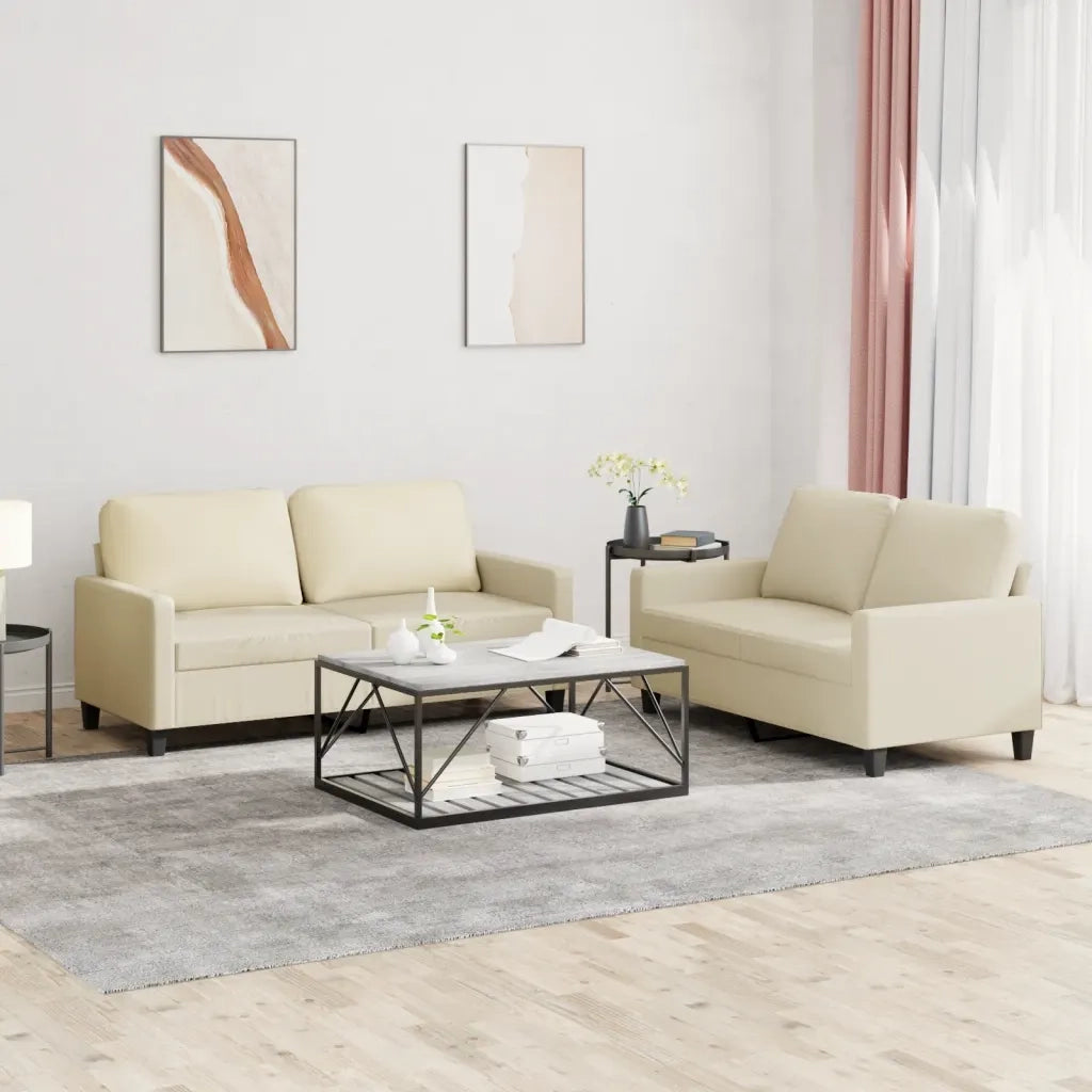 Set di Divani 2 pz con Cuscini crema in Similpelle 3201409