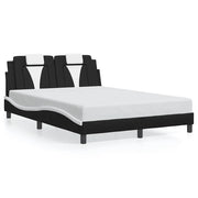 Letto matrimoniale | Letto per adulti | Giroletto Viana senza Materasso Nero e Bianco 140x200 cm in Similpelle