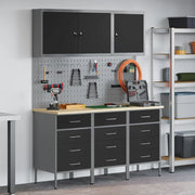 Mobile da lavoro 8 pcs Nero Legno ingegnerizzato e acciaio 3321434