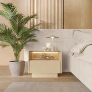 Veirra, Comodino un Cassetto, 53x40x43h cm Marrone Chiaro