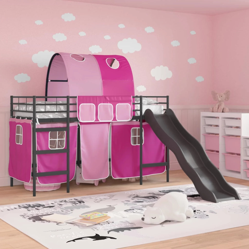 Struttura del letto loft per bambini-Giroletto per bambini Nero e rosa 75 x 190 cm 773272