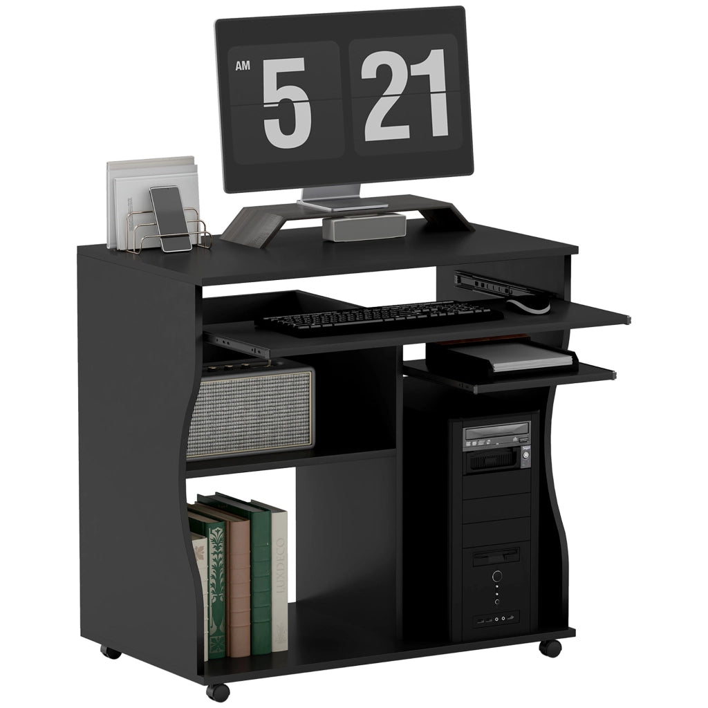 Scrivania con ruote e cassetti ¨C Minimal ¨C Nero 80x48x75 cm