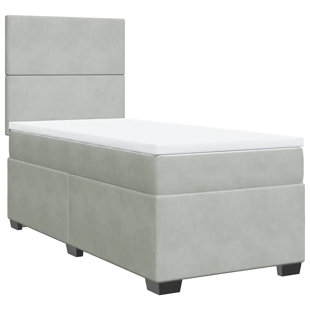 Giroletto a Molle con Materasso Grigio Chiaro 80x200 cm Velluto