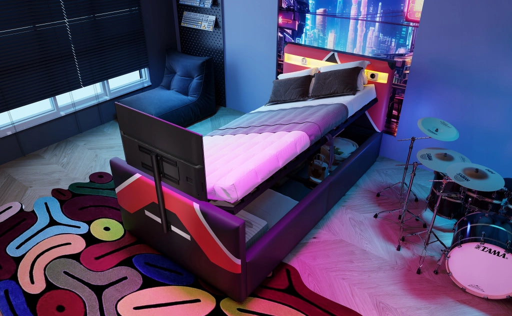 Letto gaming 90x200 - Xylo - LED, idraulico, TV