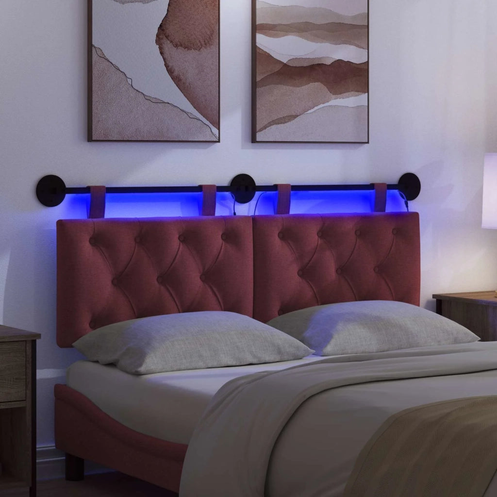 Testiera sospesa Con luce LED Rosso Vino Tessuto 3424628