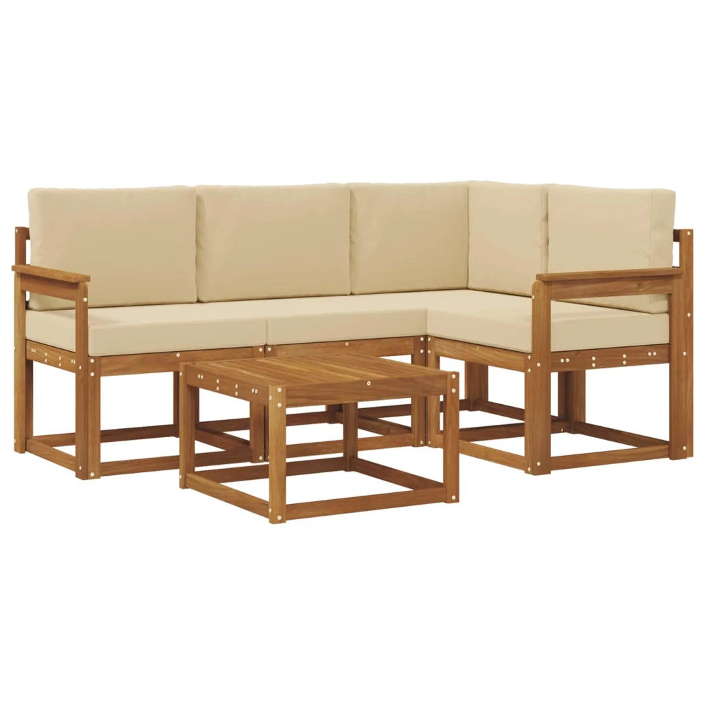 Set di divani da esterno con cuscino 5 pcs Naturale e Beige 3366351