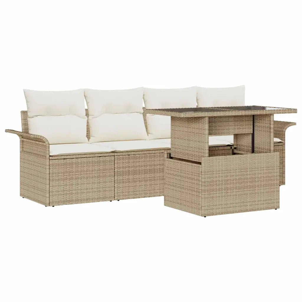 Set Divano da Giardino con cuscino 5 pcs Beige polyrattan 3348187