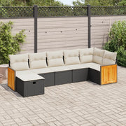 Set Divani da Giardino con Cuscini 7pz Nero Polyrattan 3326039