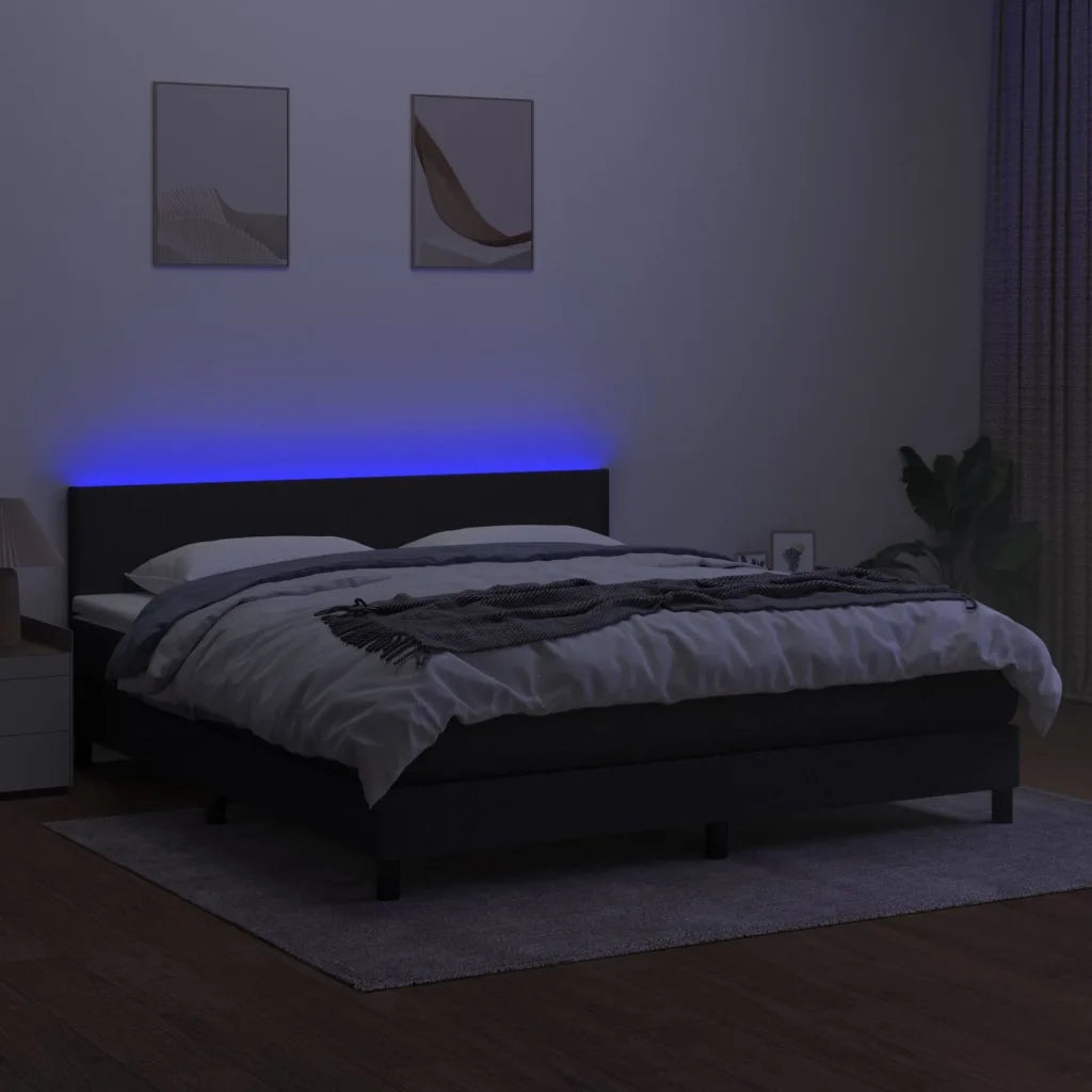 Letto a Molle con Materasso e LED Nero 180x200cm in Tessuto 3133015
