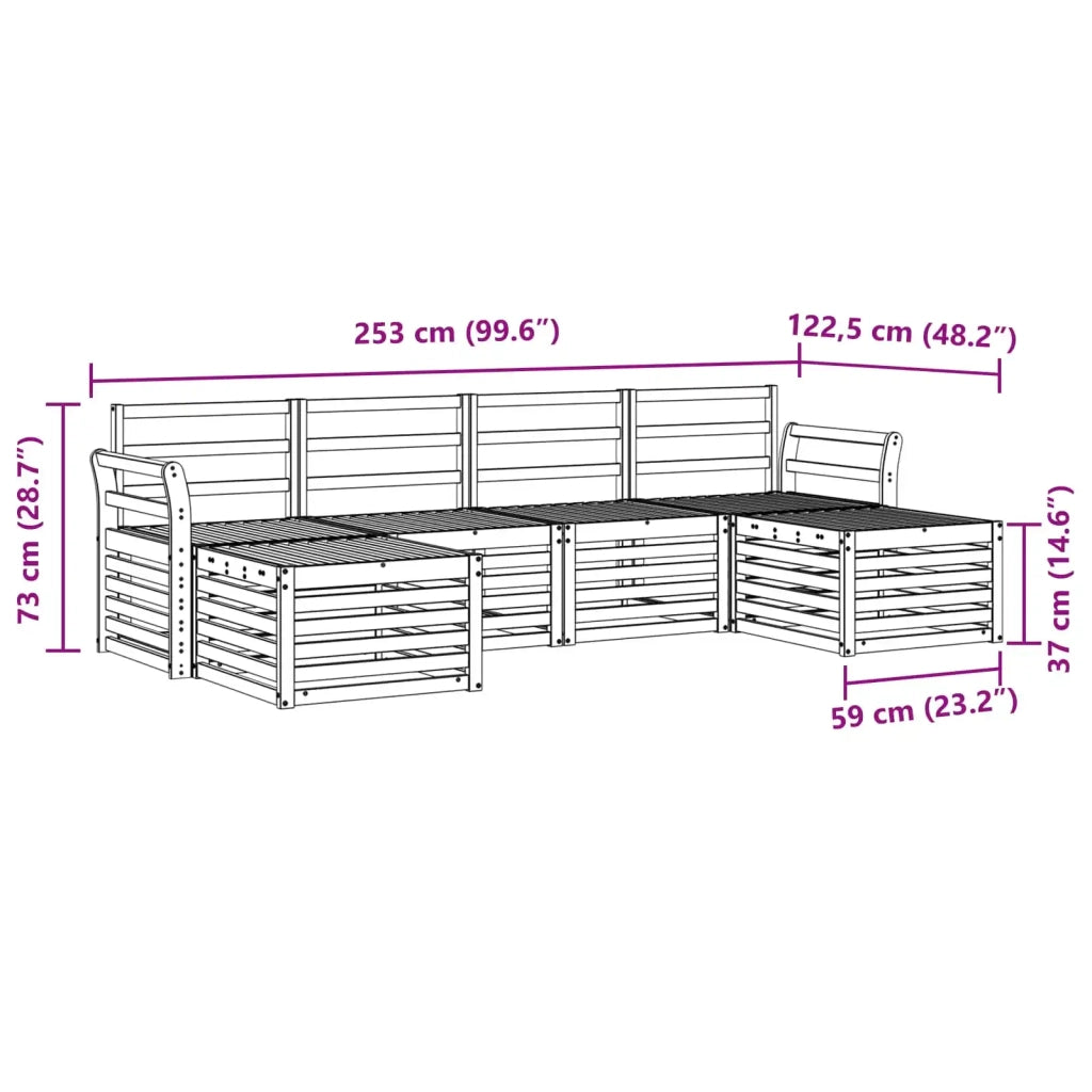 Set di divani da esterno 6 pcs Bianco 253 x 122,5 x 73 cm 3392274