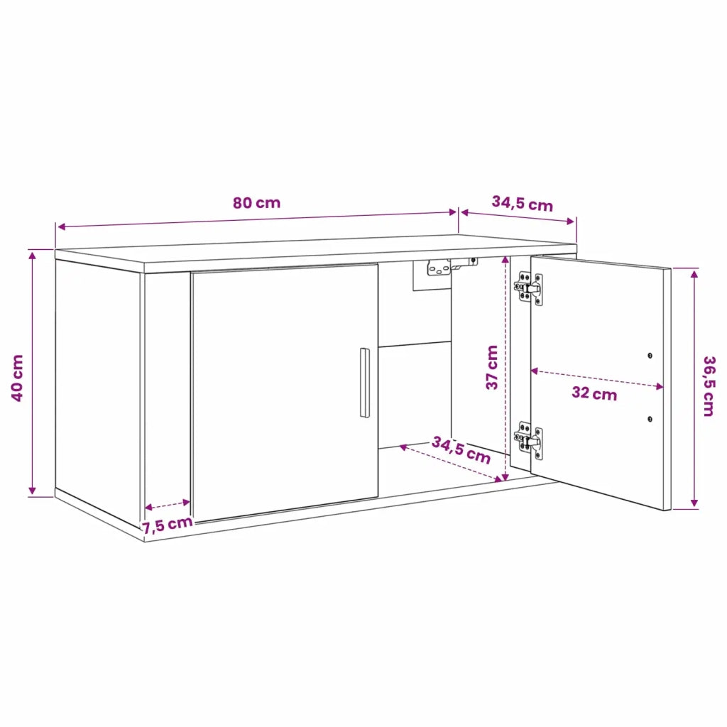 Set Mobile TV da Parete 3 pcs Legno vecchio 80 x 34,5 x 40 cm 3415565