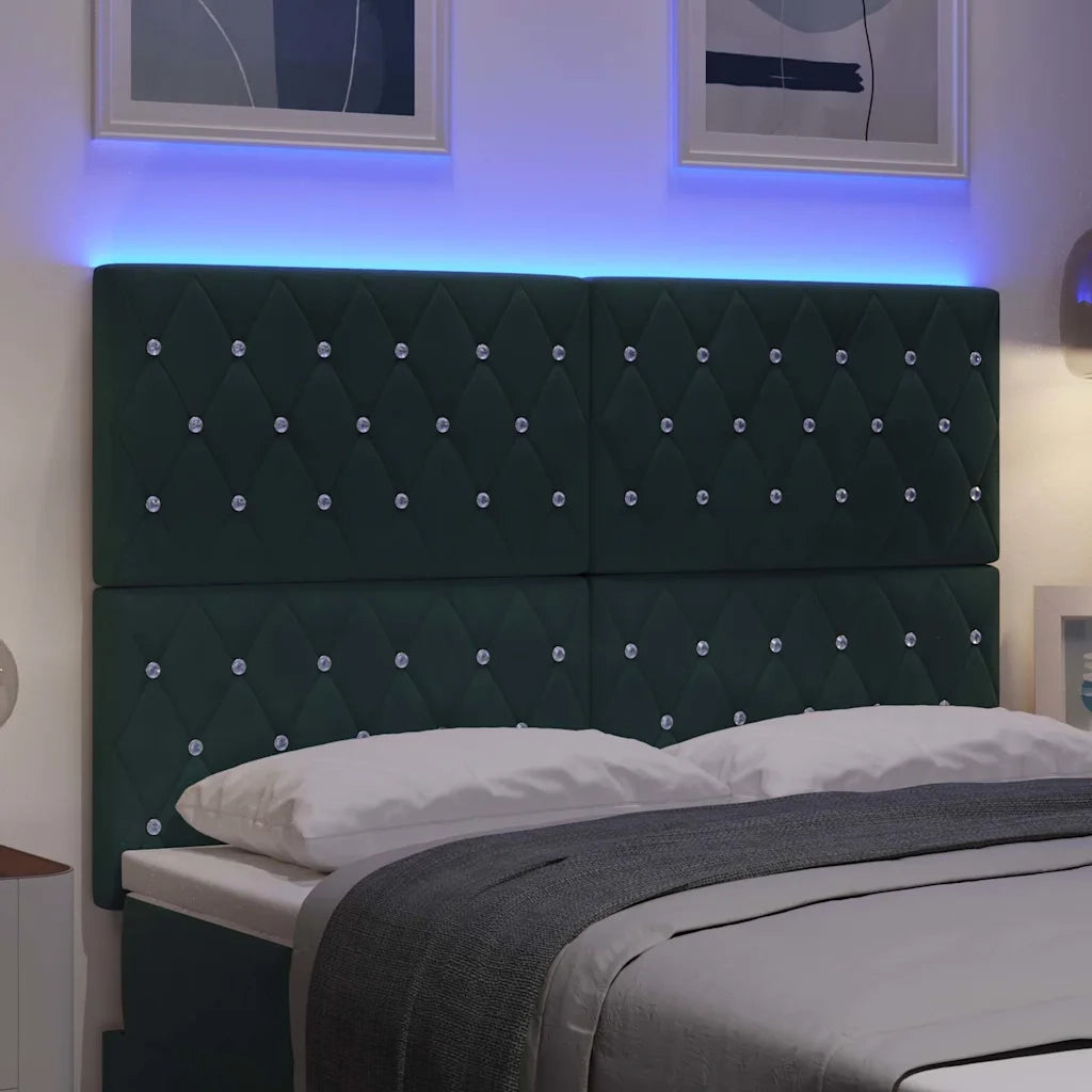Testiera LED con strisce LED Verde Scuro 144 cm Velluto 3338363