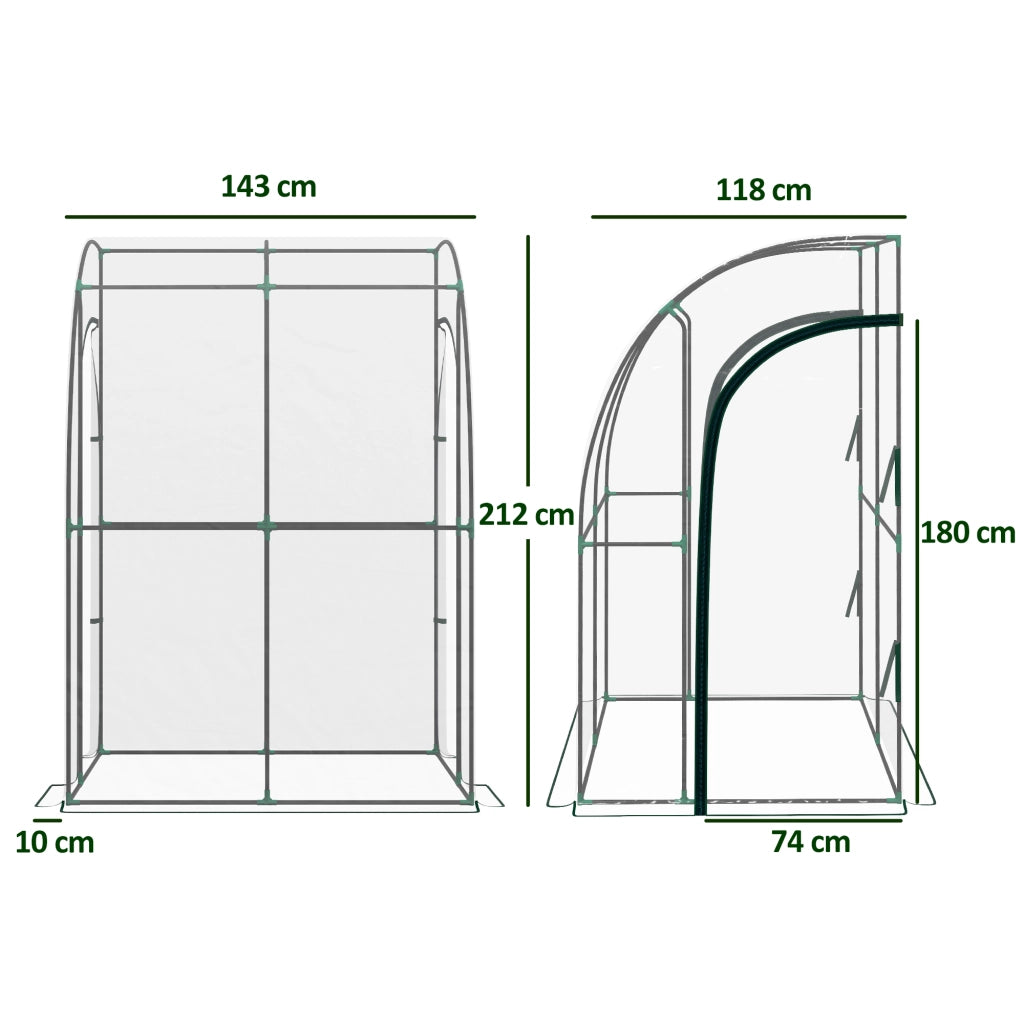 Serra da Giardino Adossata ¨C Minimal ¨C PVC Trasparente Acciaio 2 Porte