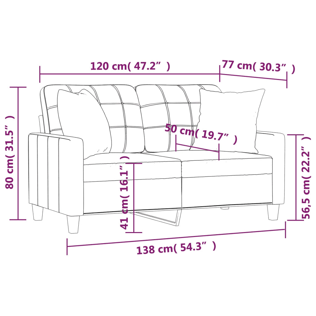 Divano a 2 Posti con Cuscini-Sofa 2 Posti con Cuscini Grigio 120 cm in Similpelle 624197