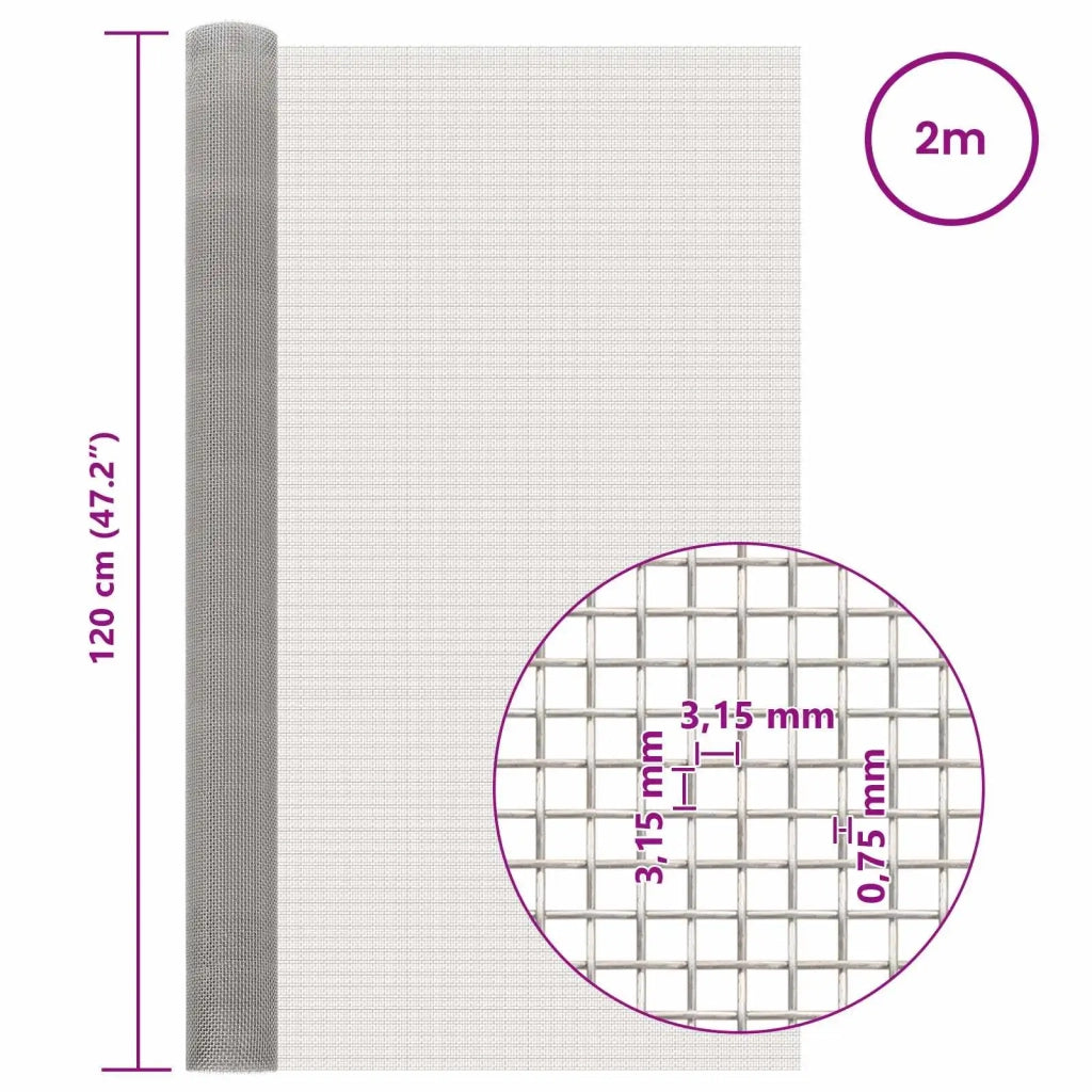 Rete per schermatura 120 x 200 cm 6 Mesh Argento 42039659