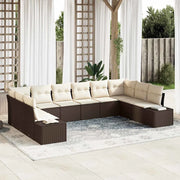 Set Divano da Giardino con cuscino 10 pcs Marrone polyrattan 3347238