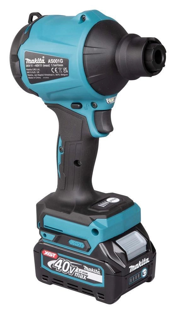 Makita AS001GZ Soffiatore Aspiratore a Batteria 40 V max XGT Motore Brushless Portata 1,1 m³-min Velocita' 200 m-s Pressione 29,7 kPa colore Nero Blu