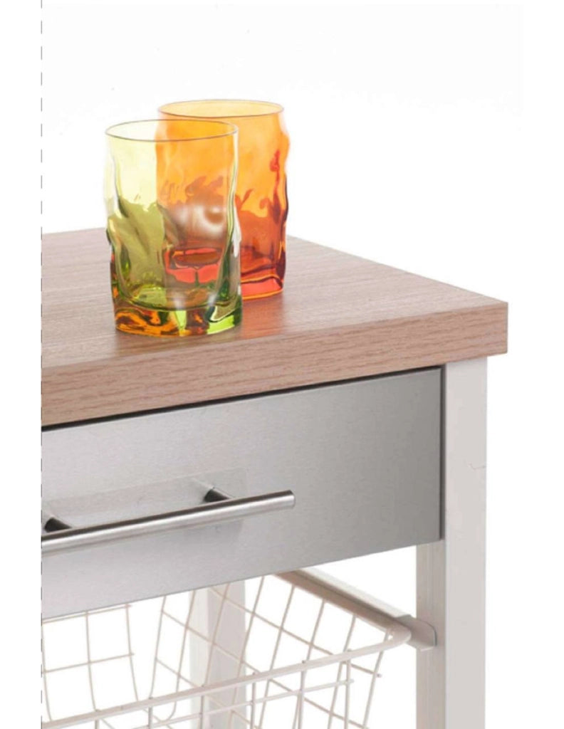 Carrello da cucina ONDA DOBLE – Carrello in metallo doppio con 3 cestelli, 2 cassetti, portabottiglie